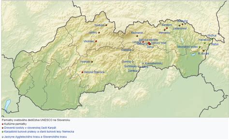 Mapa historických pamiatok v regióne stredného Slovenska