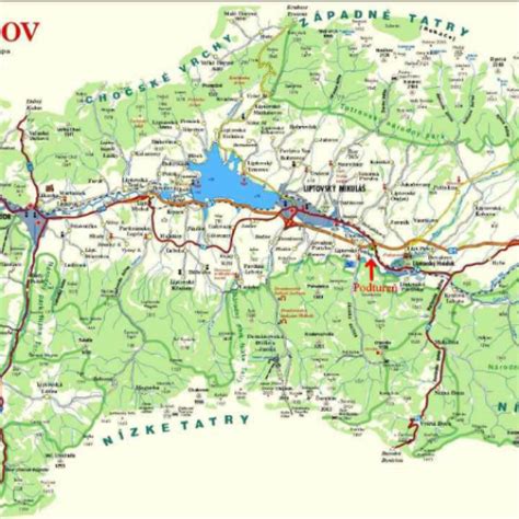 Mapa Liptova a rodiska spisovateľky