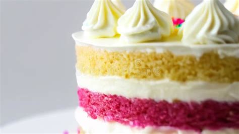 Birthday cake with colorful cream layers