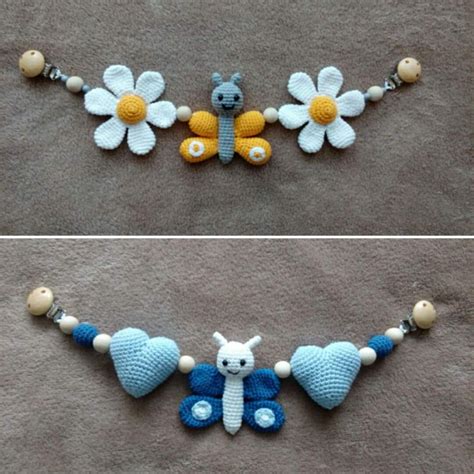 háčkované kvetinky na kočík