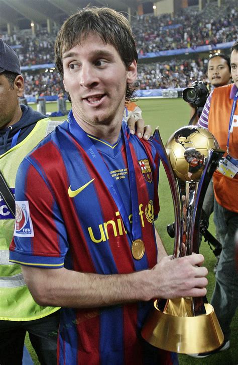 Lionel Messi s trofejou Majstrovstiev sveta