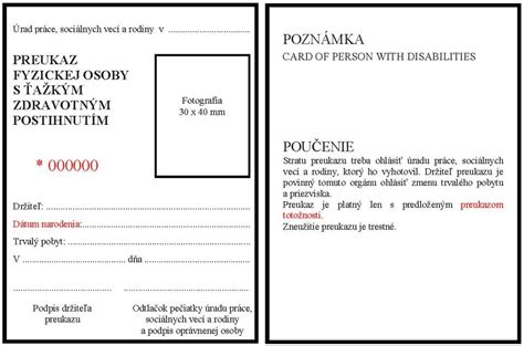 Preukaz osoby s PAS vzor