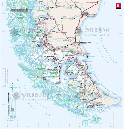 mapa oblasti Punta Arenas v Čile