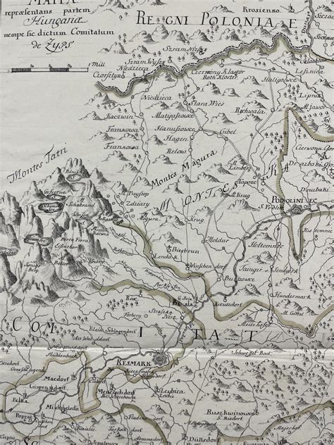 Historická mapa Spiša s vyznačeným Kežmarkom