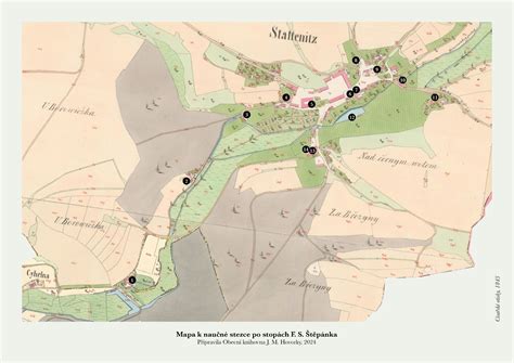 Historická mapa ciest Mateja Hrebendu s vyznačenými významnými miestami