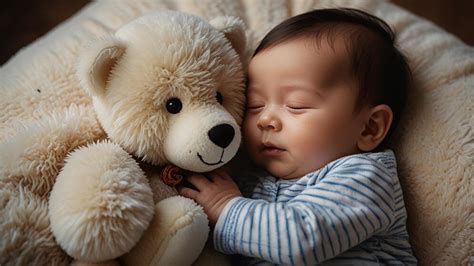 baby cuddling with a soft toy