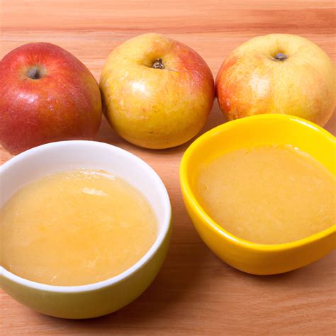 Misky s ovocným pyré: jablkové, banánové a hruškové.